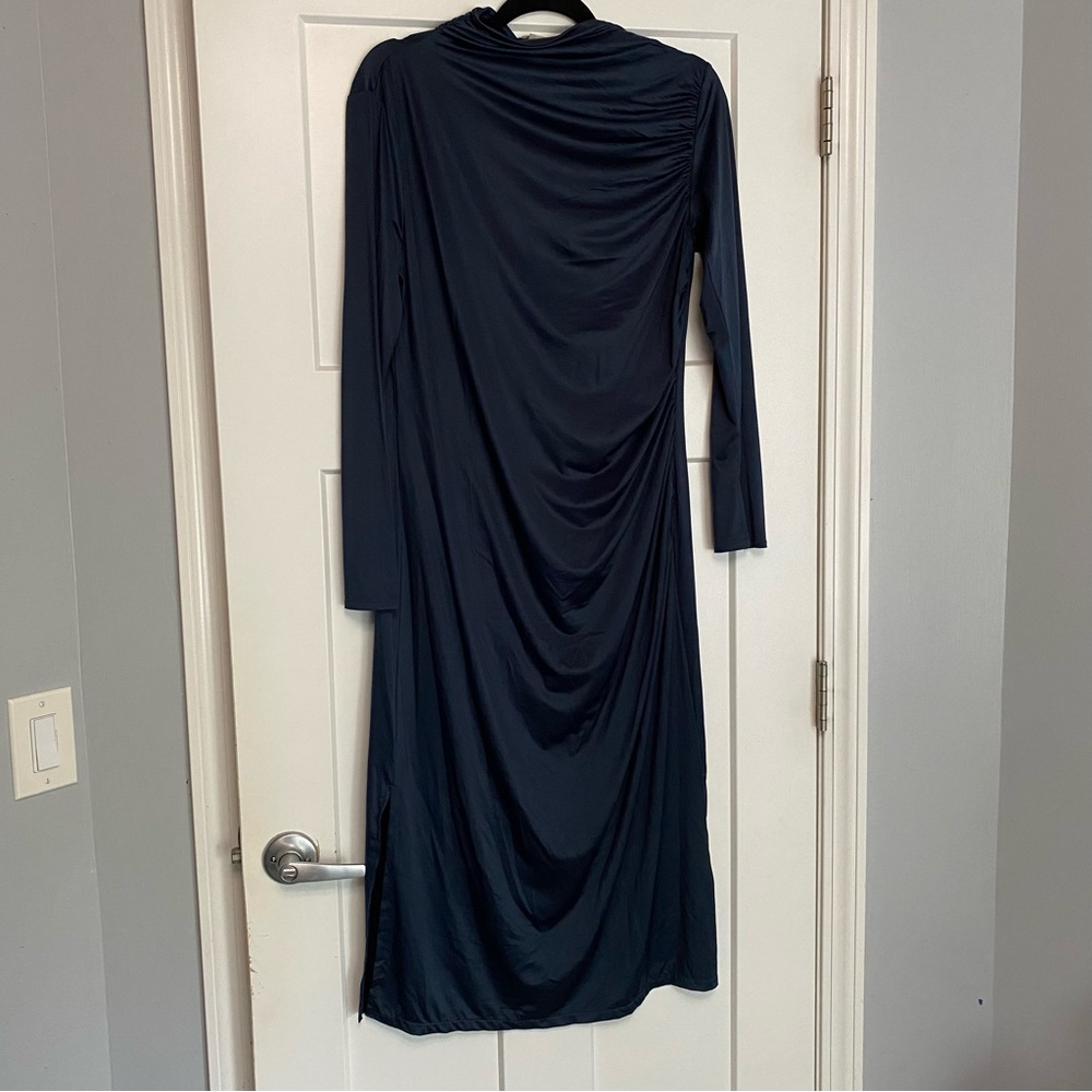 H&M Dark Blue Long Sleeve Maxi Dress